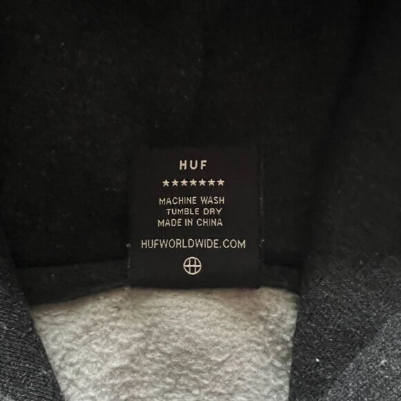 HUF x Thrasher Collab Hoodie Skate Vintage Small Gray Worldwide Streetwear Y2K - Picture 5 of 8